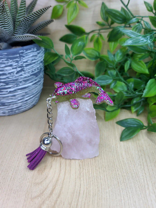Purple Mixed Resin And Glitter Resin Koi Fish Keychain Keyring (5)