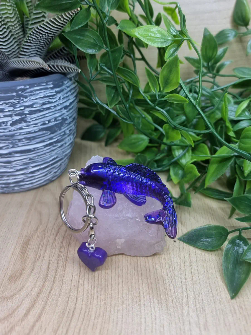Purple Resin Koi Fish Keychain Keyring