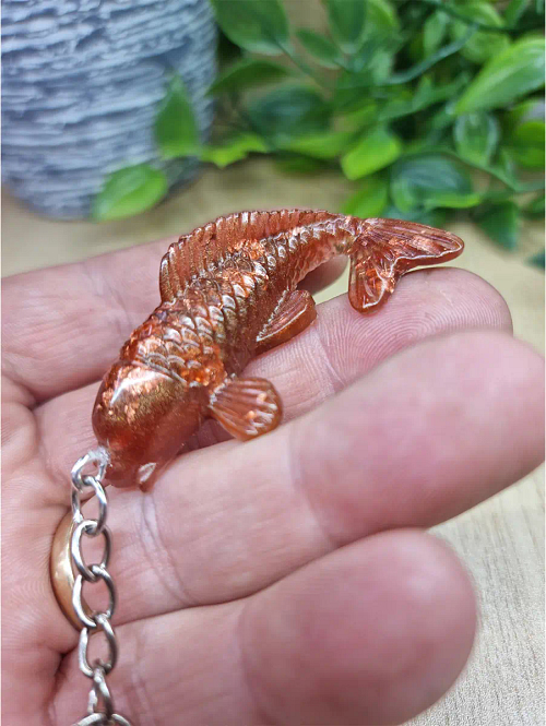 Bronze Glitter And Resin Koi Fish Keychain Keyring (4)