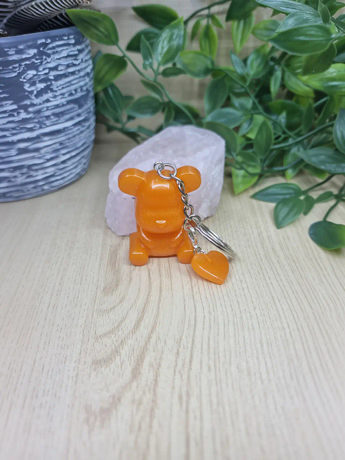 Orange Bear Resin Key Ring