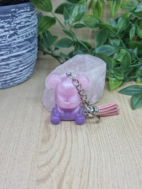 Purple Bear Resin Key Ring