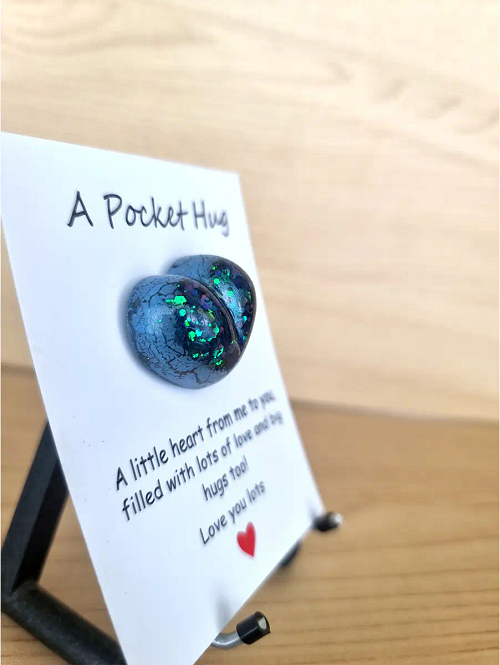 Blue Green Mermaid Glitter Resin Heart Pocket Heart (4)