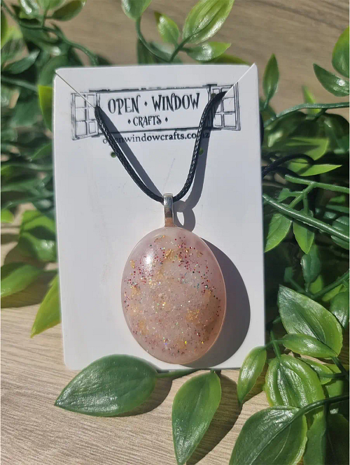 Faux Opal Pink Resin Necklace Pendant 2 (5)