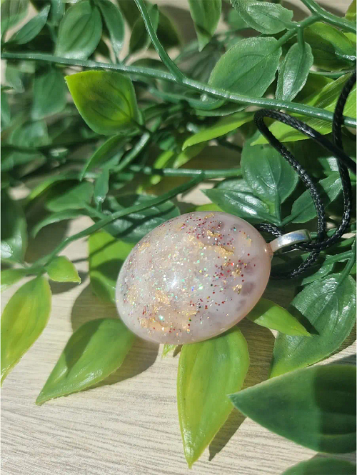 Faux Opal Pink Resin Necklace Pendant 2 (5)