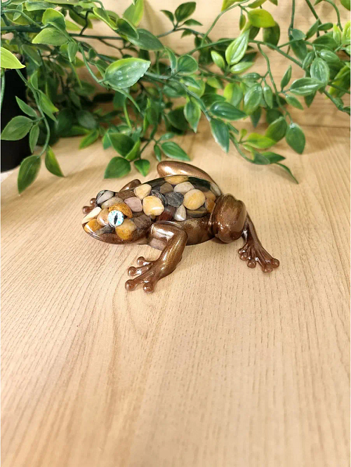 Whimsical Earth Tone Pebbles Resin Frog – Whimsical Handmade Figurine for Fairy Gardens & Terrariums (Copy) – cute handmade resin animal