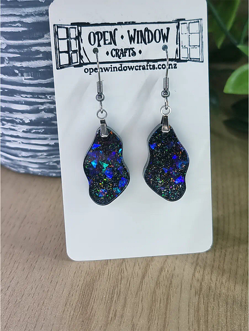 Artistic Shimmer Holographic Glitter Resin Earrings – colorful handmade resin jewellery