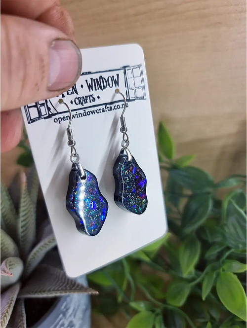 Whimsical Shimmer Holographic Glitter Resin Earrings – custom handmade resin jewellery