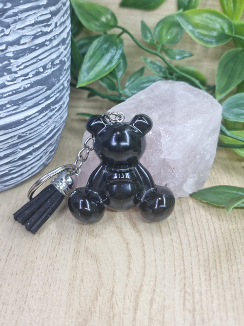 Black Resin Bear Keychain