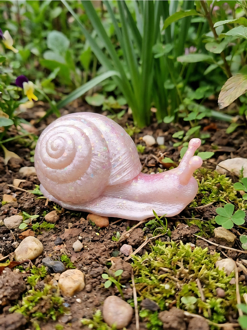 Pink Resin And Glitter Glow In The Dark Large Resin Snail