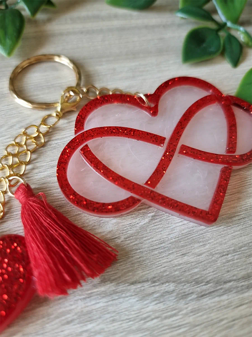 Infinity Red Glitter Heart Resin Keychain Resin Keychain nz