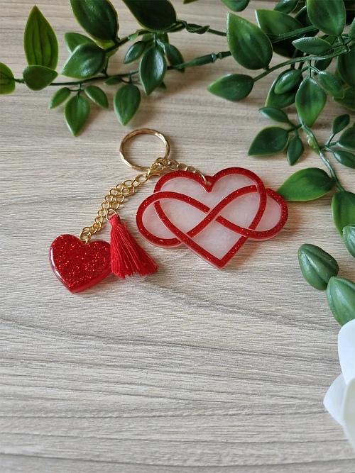Infinity Red Glitter Heart Resin Keychain Resin Keychain nz