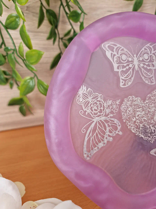 Round Large Resin Silver Butterfly trinket Tray (1)