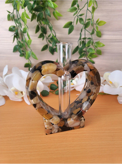 Earth tone Stone Heart Shape Test tube Flower Vase (6)