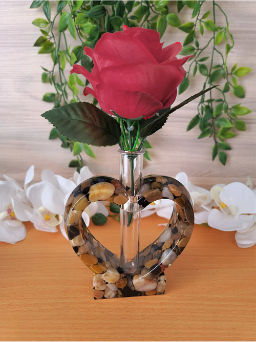 Earth tone Stone Heart Shape Test tube Flower Vase (6)