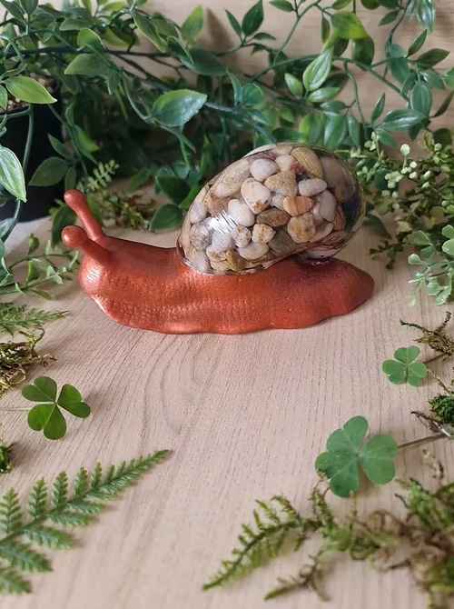 Cute Bronze Stone Resin Large Snail – slow and steady resin snail