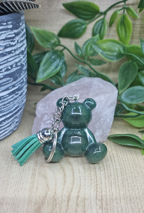 Green Resin Bear Keychain