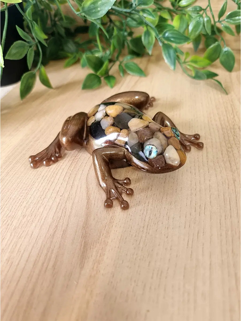 Whimsical Earth Tone Pebbles Resin Frog – Whimsical Handmade Figurine for Fairy Gardens & Terrariums (Copy) – cute handmade resin animal