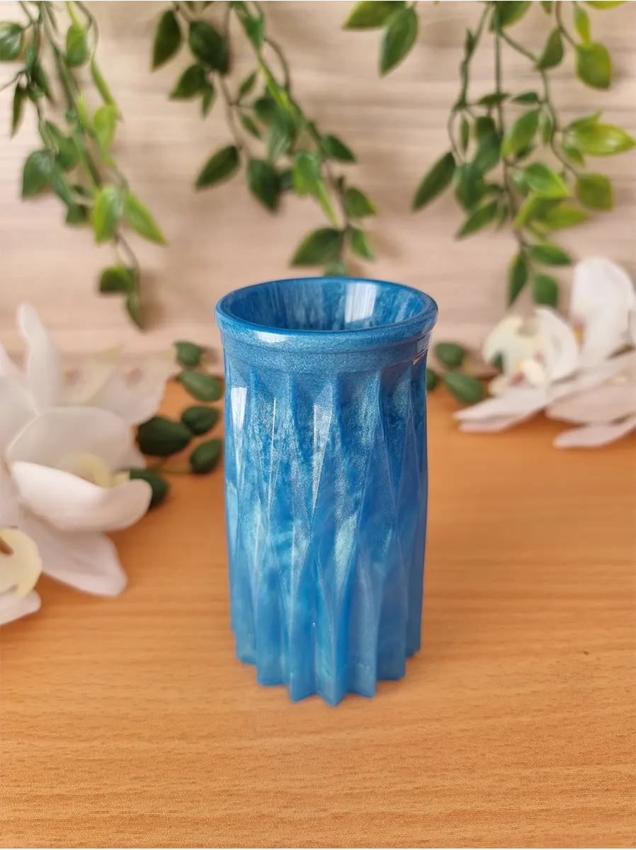 Light Blue Resin Vase Marble Style