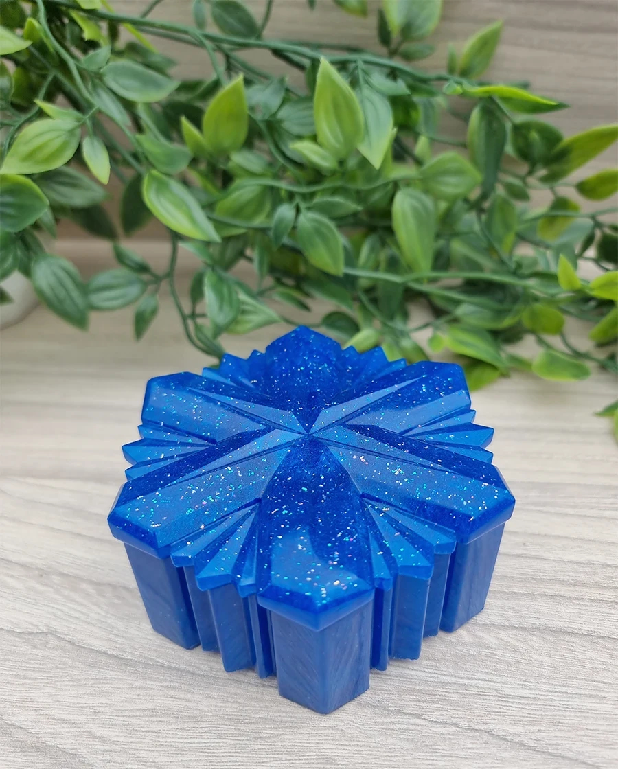 Decorative Blue Glitter Shimmer Resin Trinket Tray – decorative resin catch-all tray
