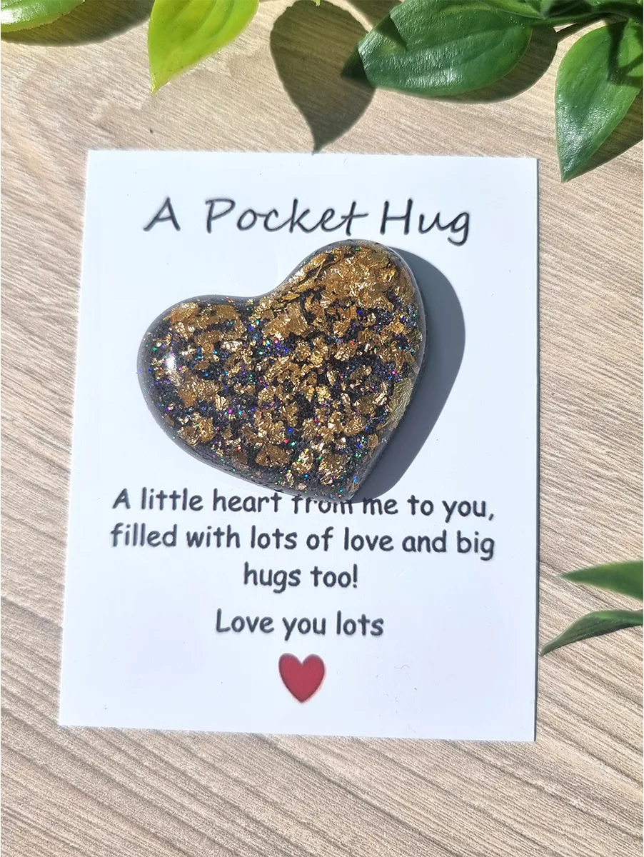 Gold Flake Black Sparkle Glitter Pocket Hug Handmade Jewellery NZ (4)