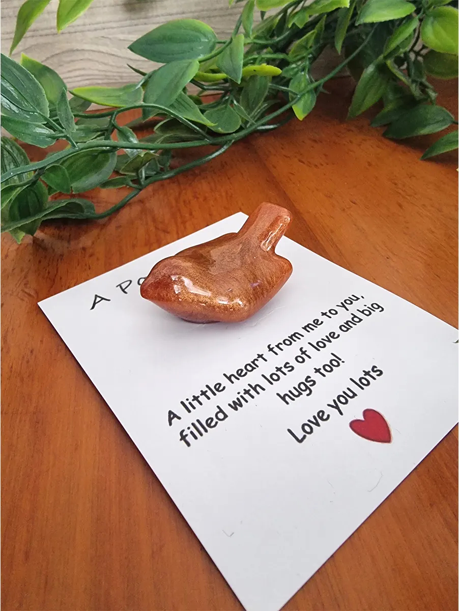 Handmade Bronze Resin Bird Pocket Hug – small comforting resin hug