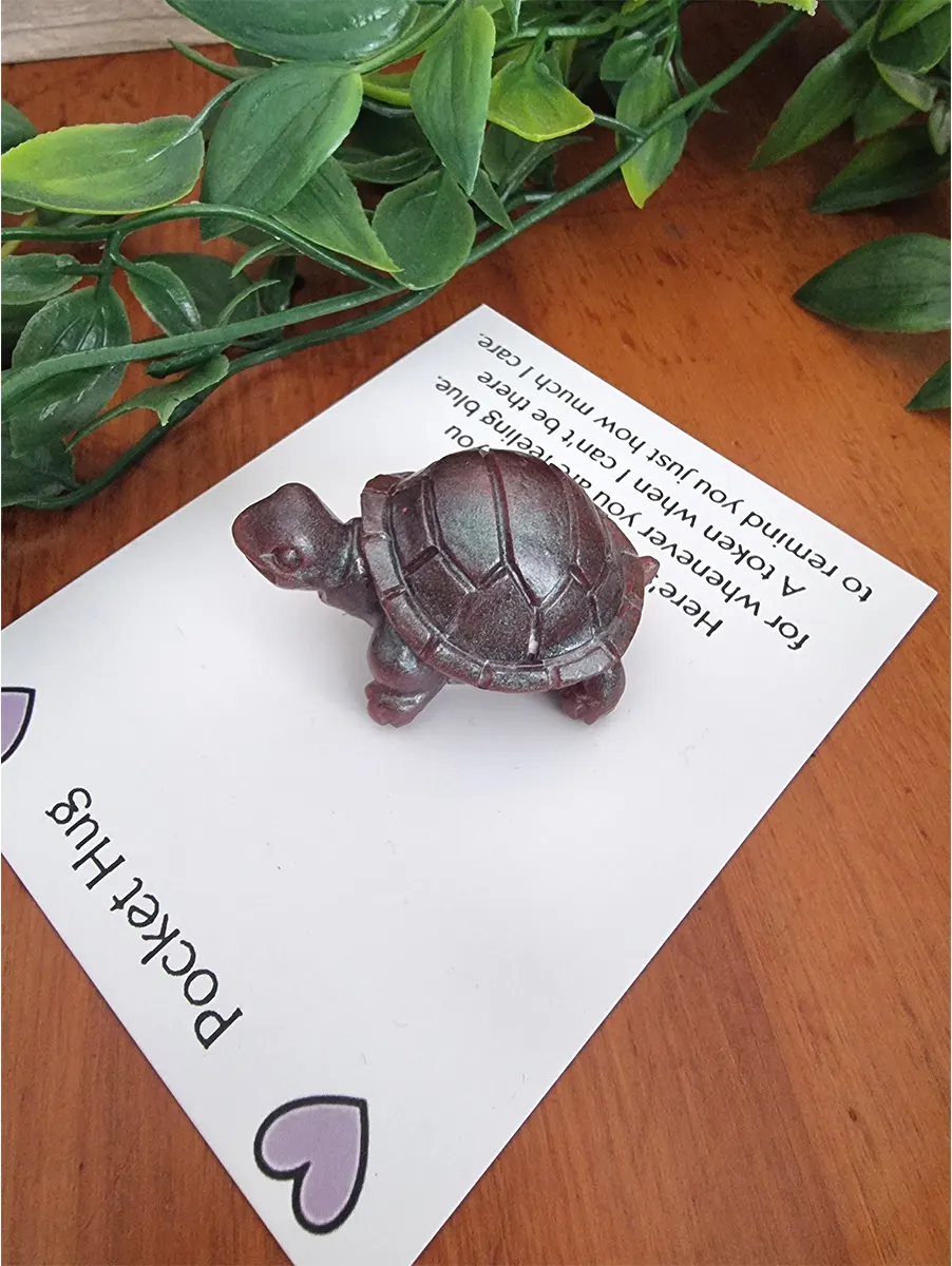 Sweet Small Brown Resin Turtle Pocket Hug – resin pocket hug token