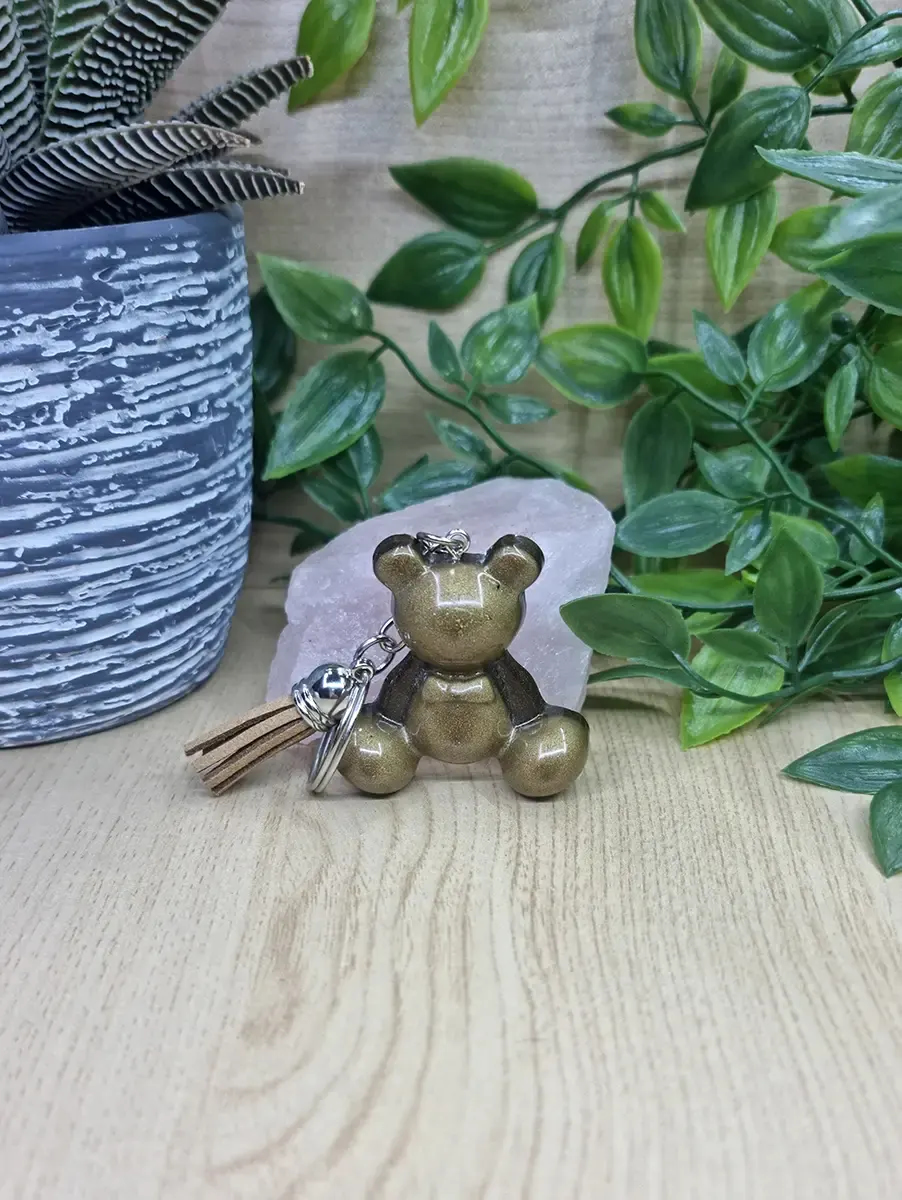 Gold Resin Bear Keychain