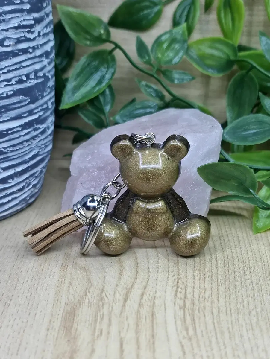 Gold Resin Bear Keychain
