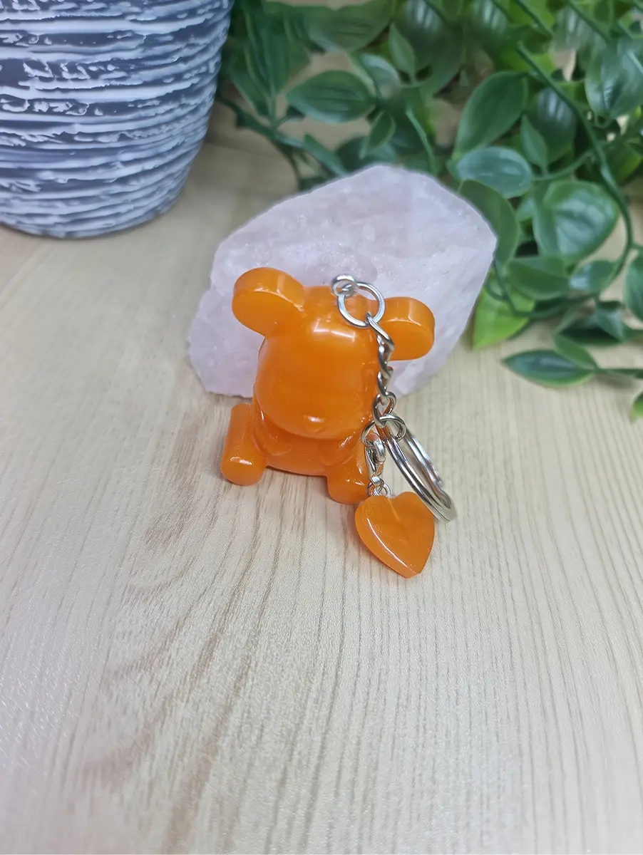 Orange Bear Resin Key Ring