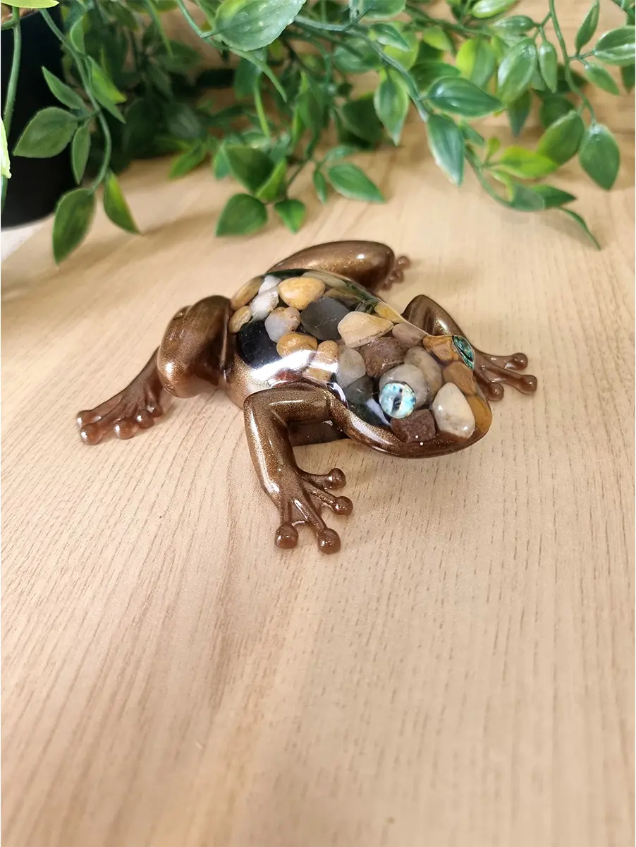 Whimsical Earth Tone Pebbles Resin Frog – Whimsical Handmade Figurine for Fairy Gardens & Terrariums (Copy) – cute handmade resin animal