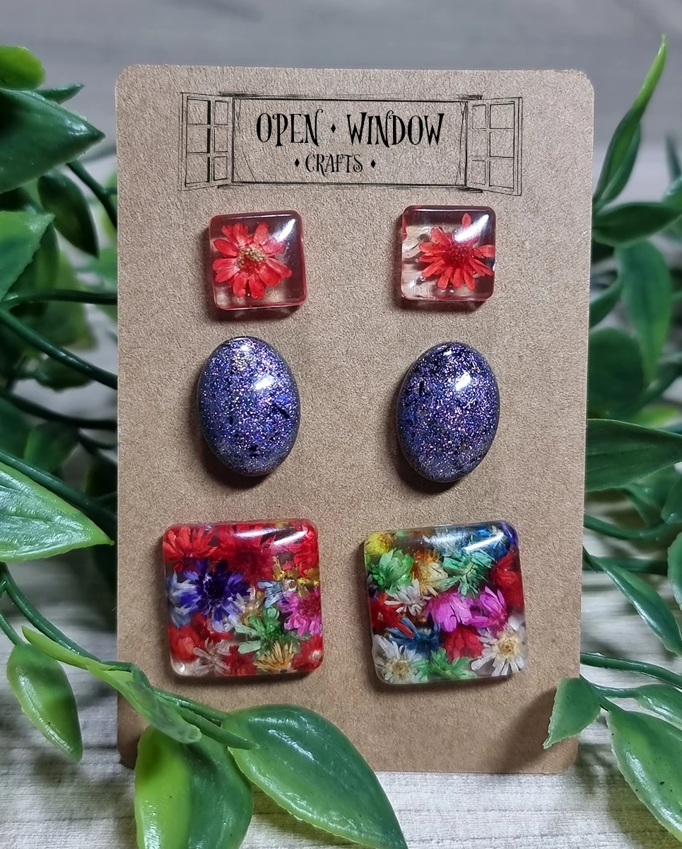 Colorful Stud Earrings 3 Pack (1)