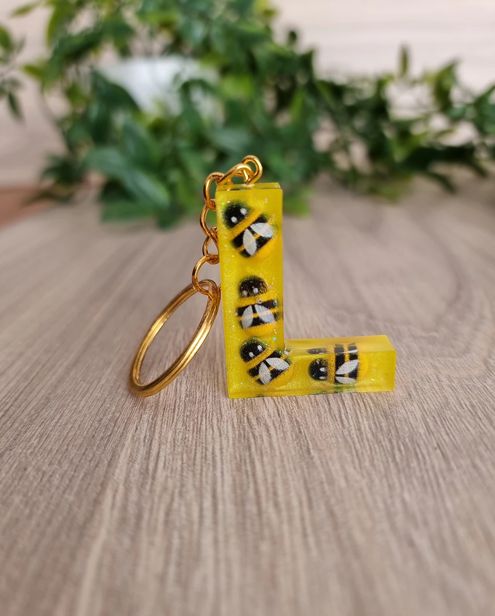 Bee Yellow Resin Key Chain