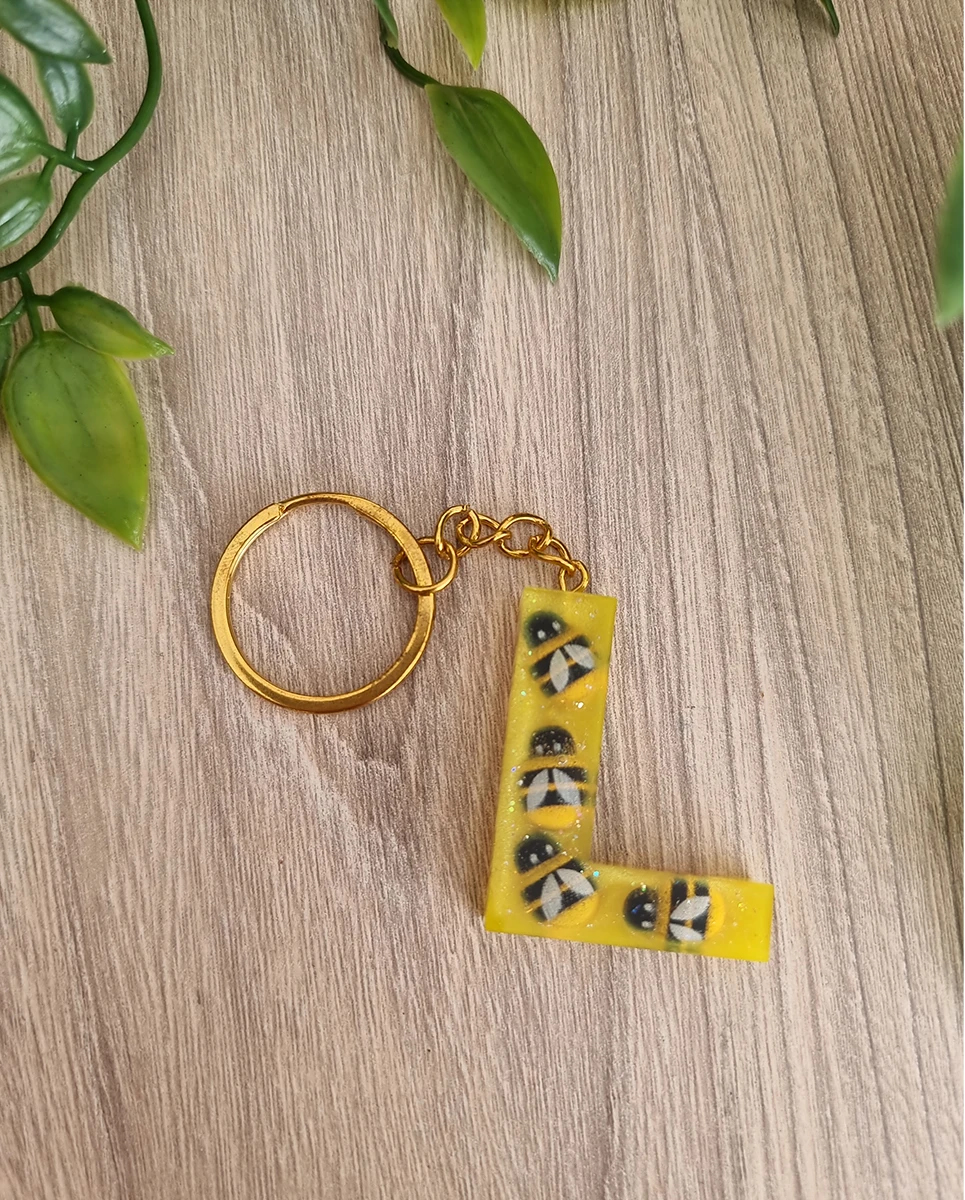 Bee Yellow Resin Key Chain