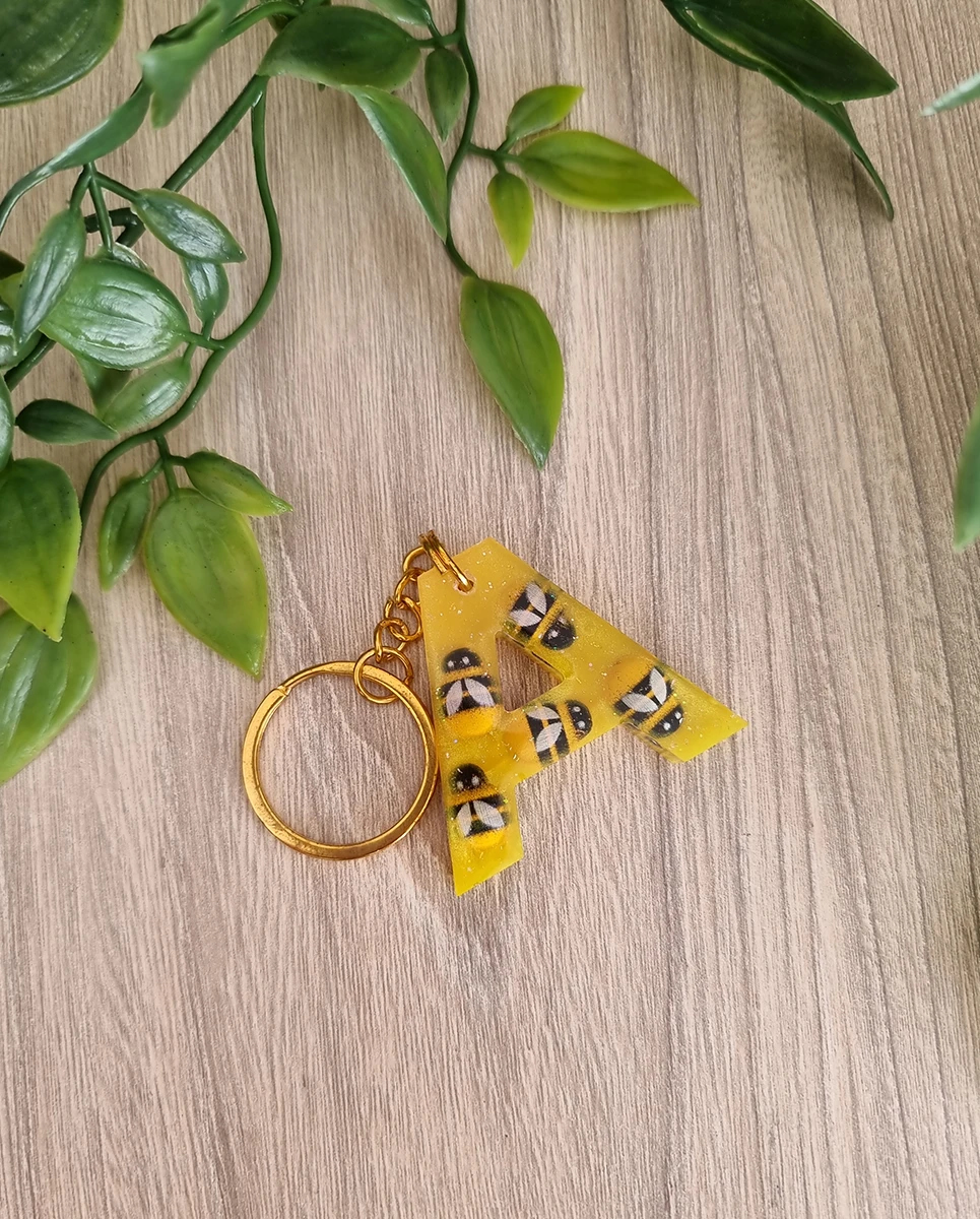 Bee Yellow Resin Key Chain