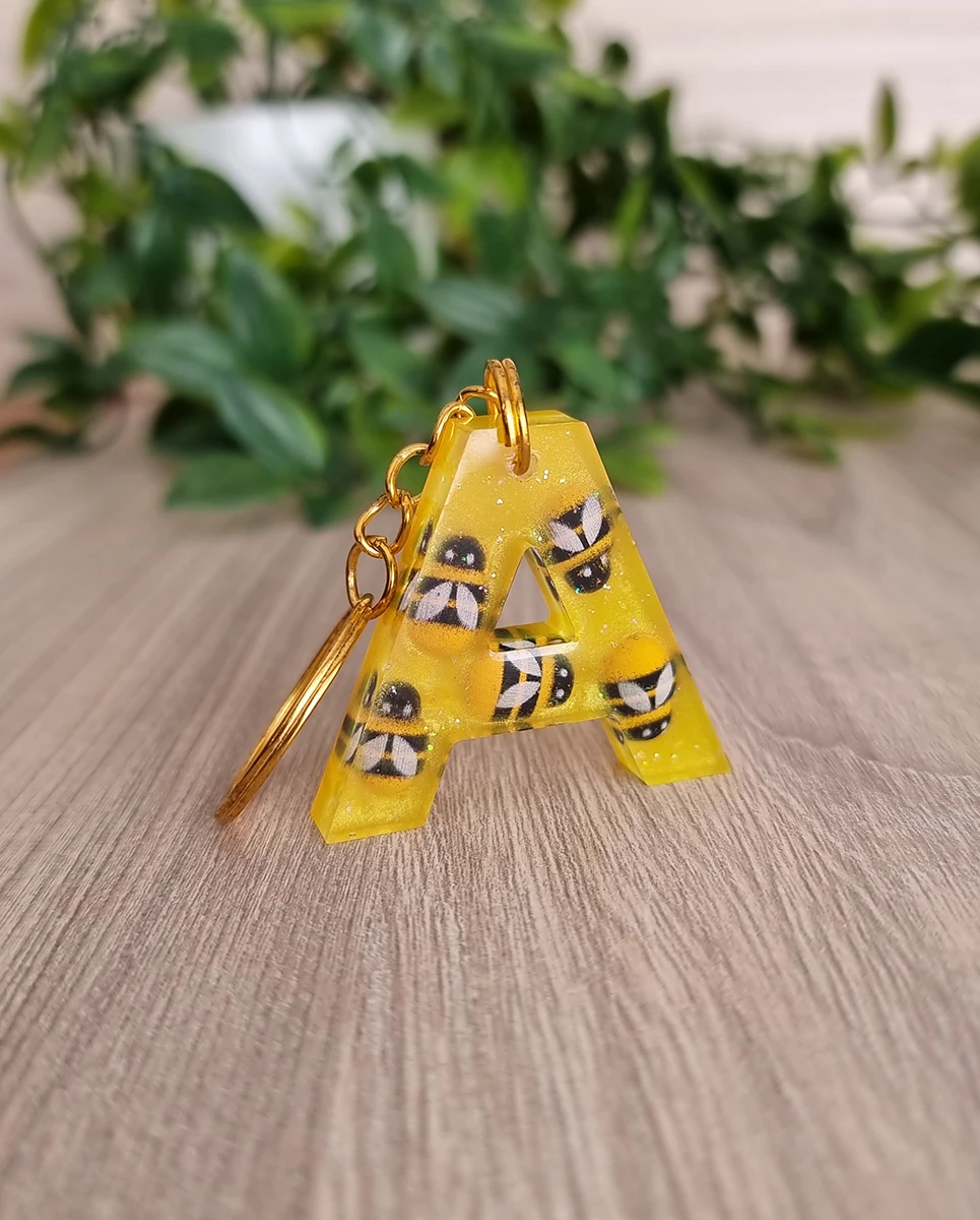 Bee Yellow Resin Key Chain