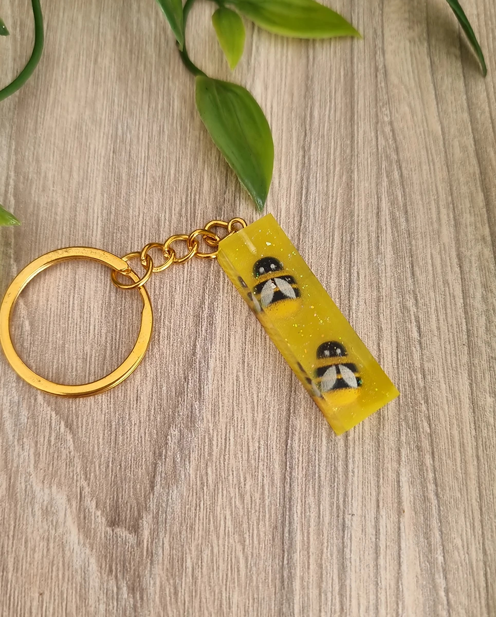 Bee Yellow Resin Key Chain