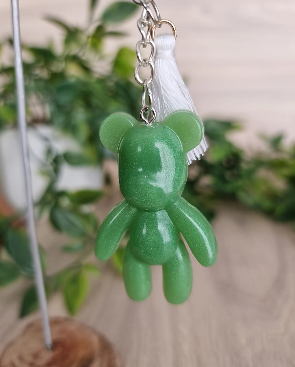 Green Bear Resin Key Ring