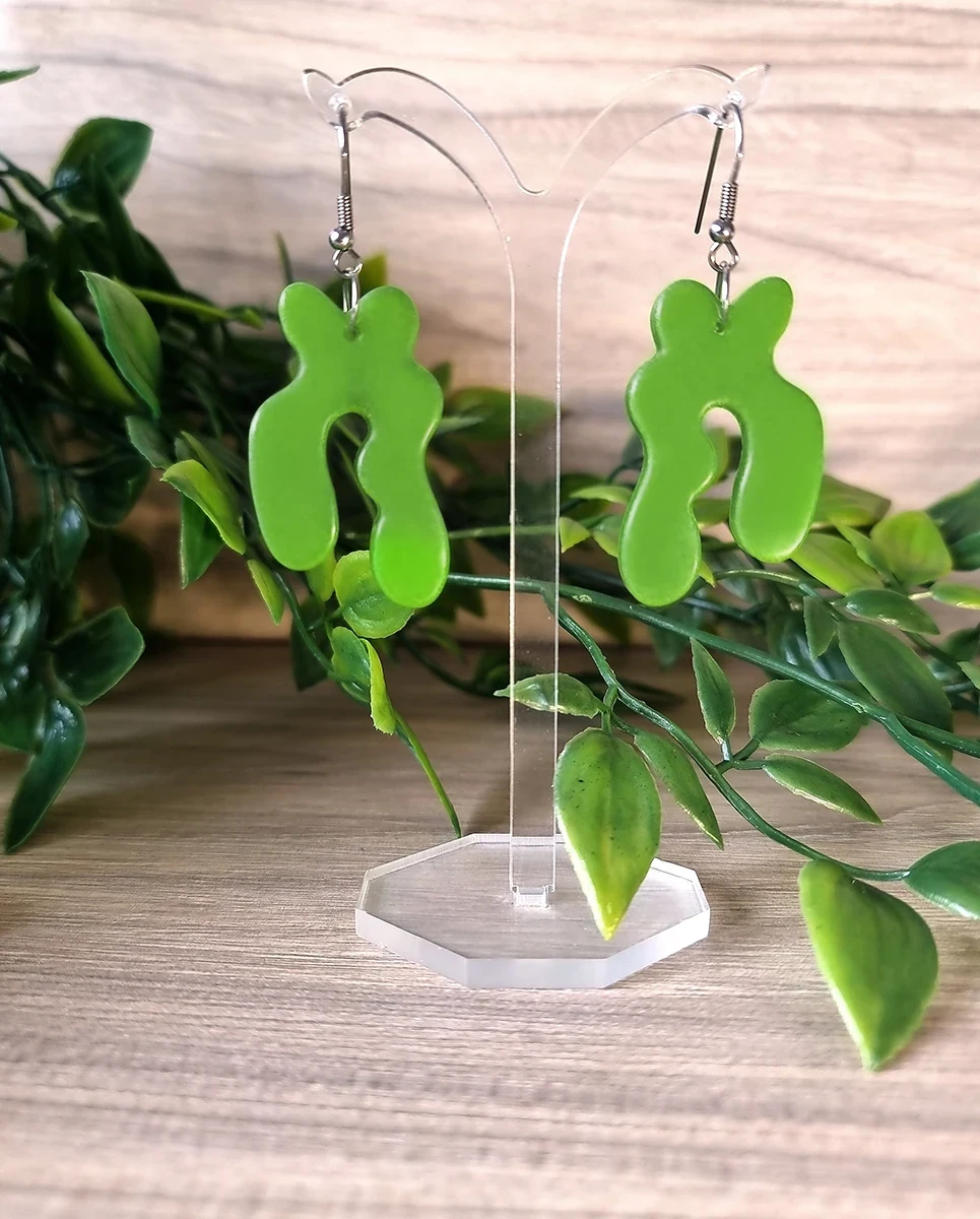 Handmade Lime Green Shaped Dangle Earrings - Green Resin Earrings – colorful resin dangle earrings