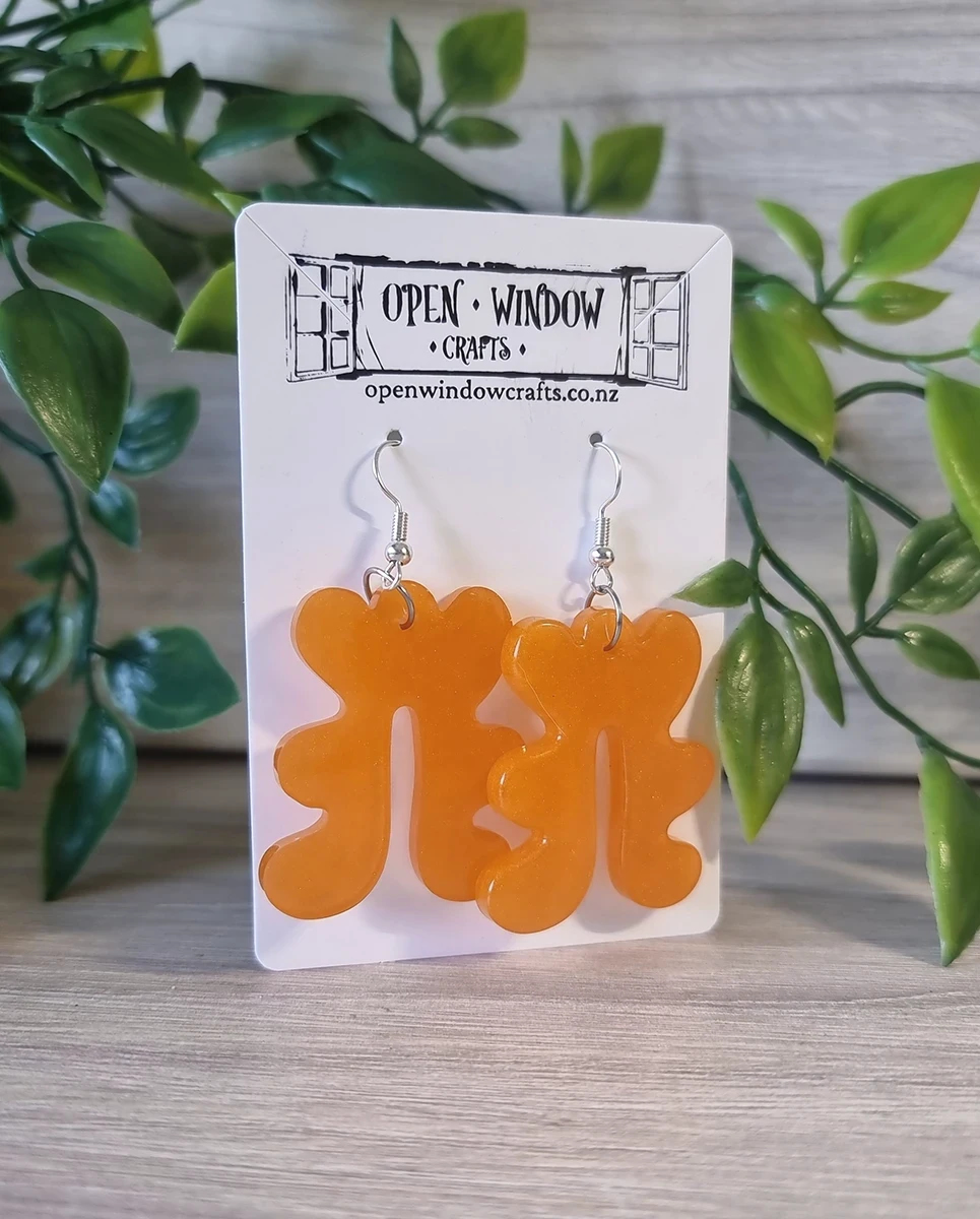 Handmade Orange Resin Irregular Shaped Resin Dangle Earrings – colorful resin dangle earrings