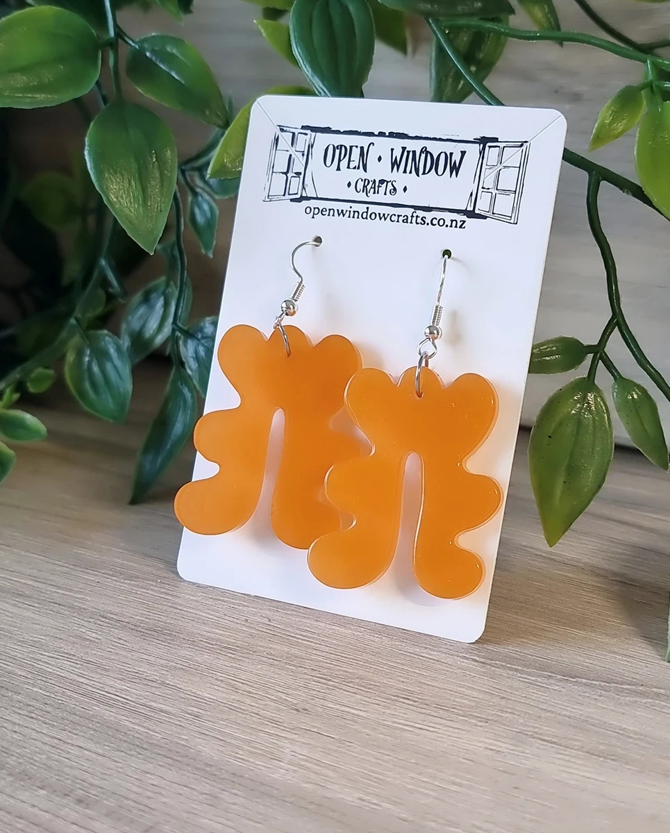 Handmade Orange Resin Irregular Shaped Resin Dangle Earrings – colorful resin dangle earrings
