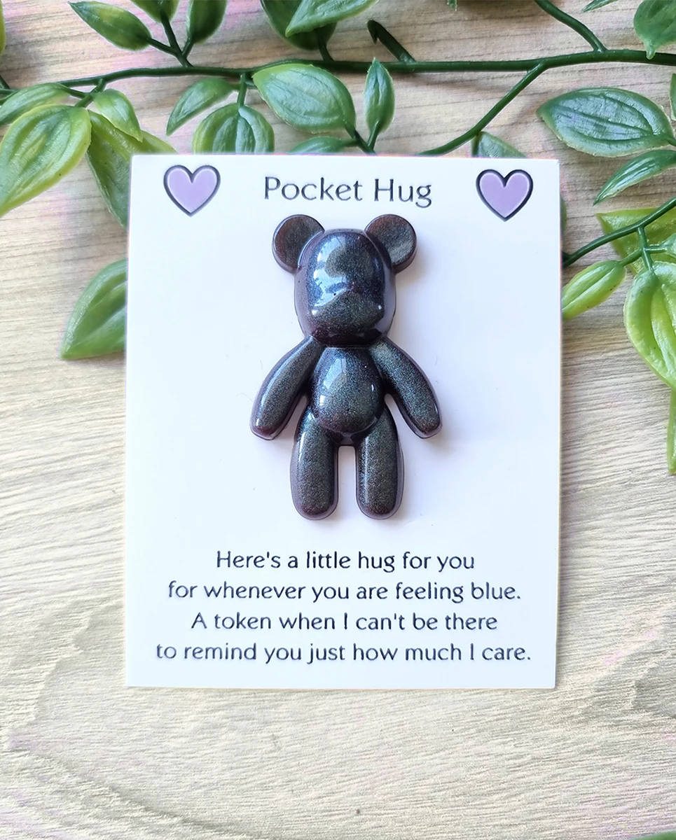 Fine Blue Glitter Resin Bear Pocket Hug (1)