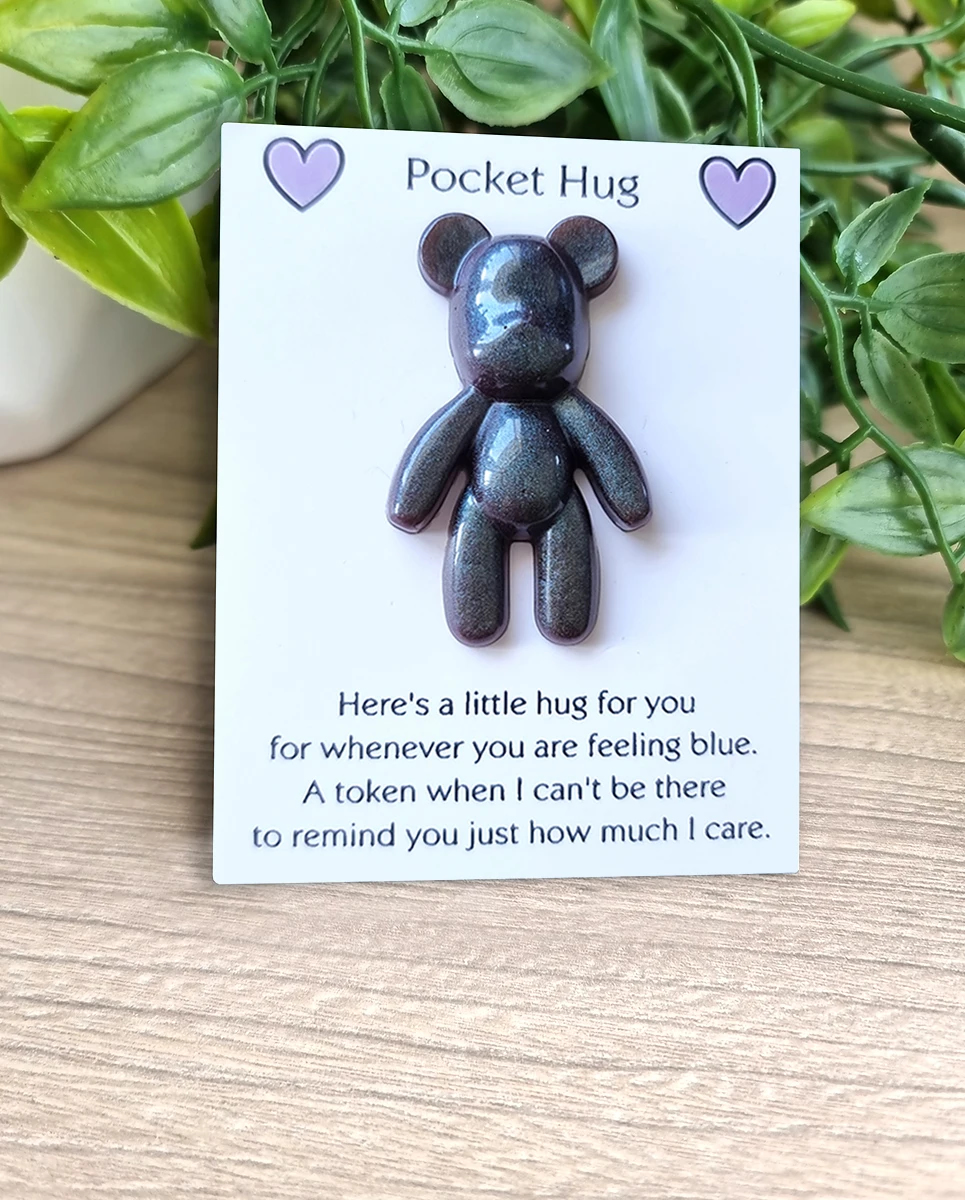 Fine Blue Glitter Resin Bear Pocket Hug (2)