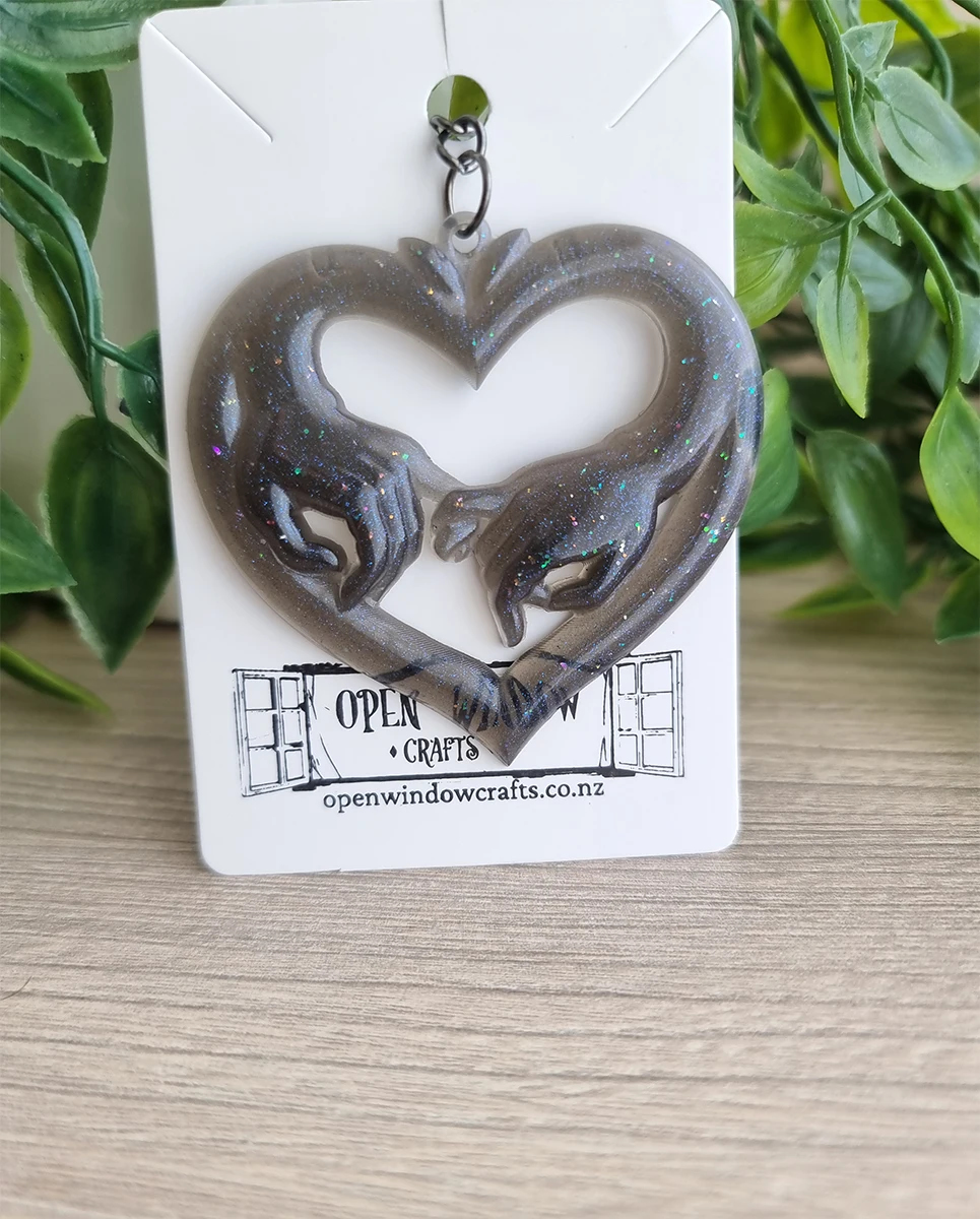 Hand In Hand Black Resin Key Chain