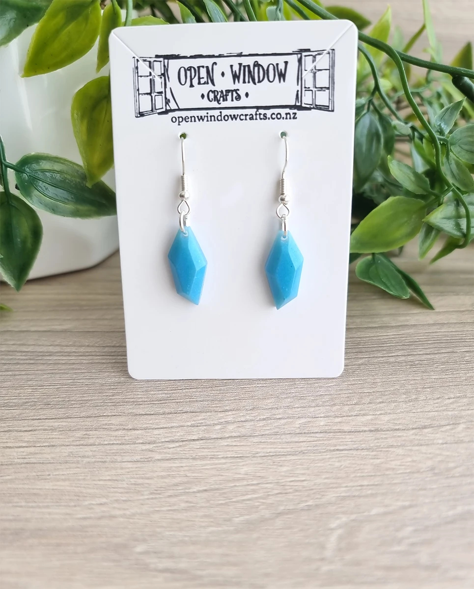 Turquoise Gem Shape Resin Earrings (2)