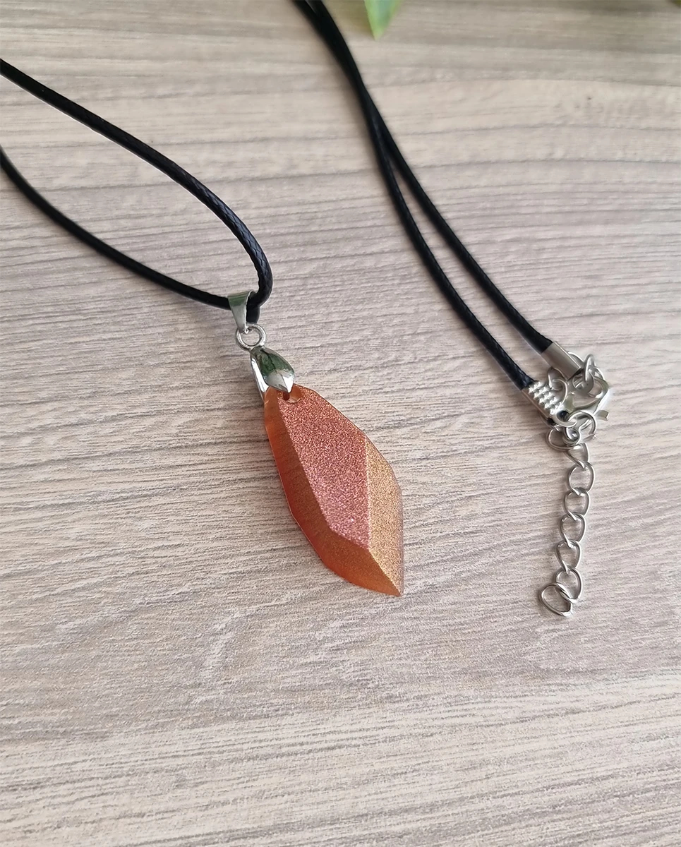 Handcrafted Bronze Gem Shape Resin Necklace – wearable art resin necklace pendant