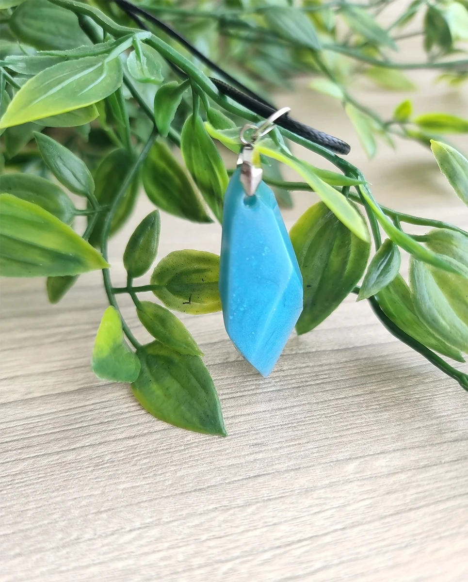 Unique Turquoise Gem Shape Resin Necklace Pendant – handmade resin pendant