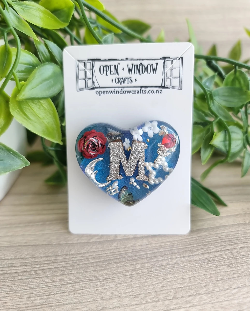 3D Alphabet Heart Fridge Magnet "M" - Resin Fridge Magnet Open Window Crafts