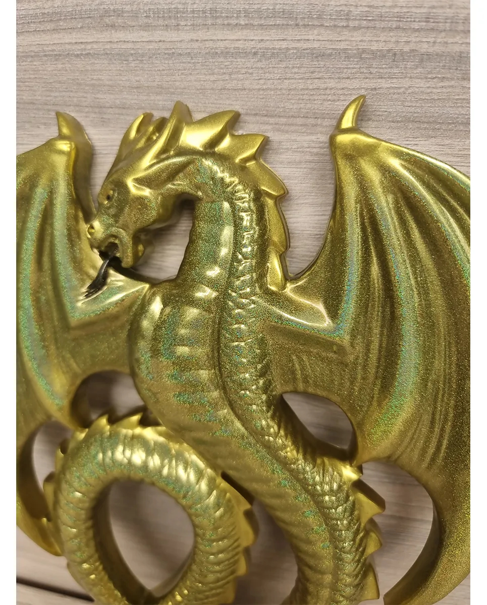 Shimmer Sparkle Gold Resin Dragon Wall Art