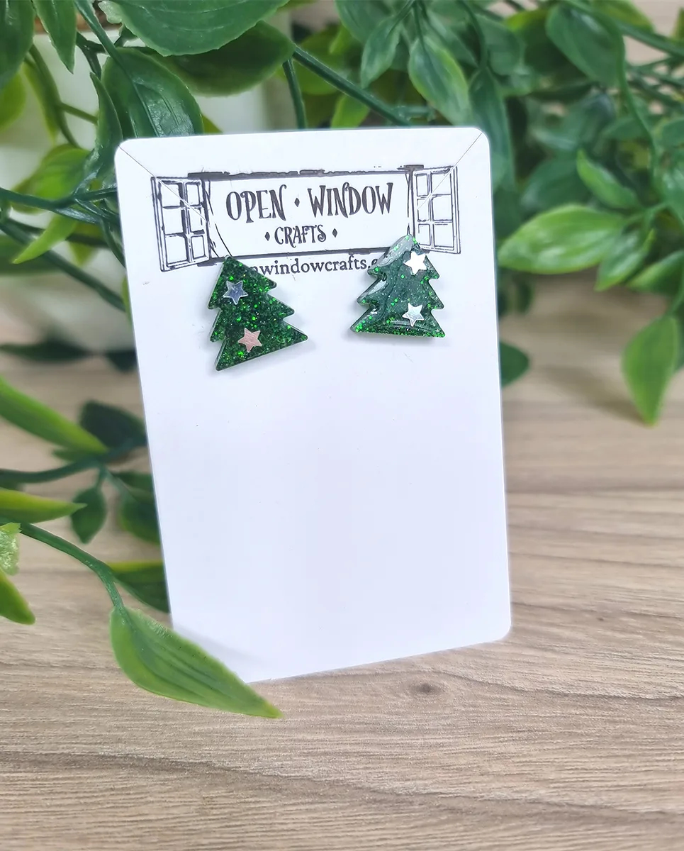 Small Christmas Tree Resin Stud Earring (3)